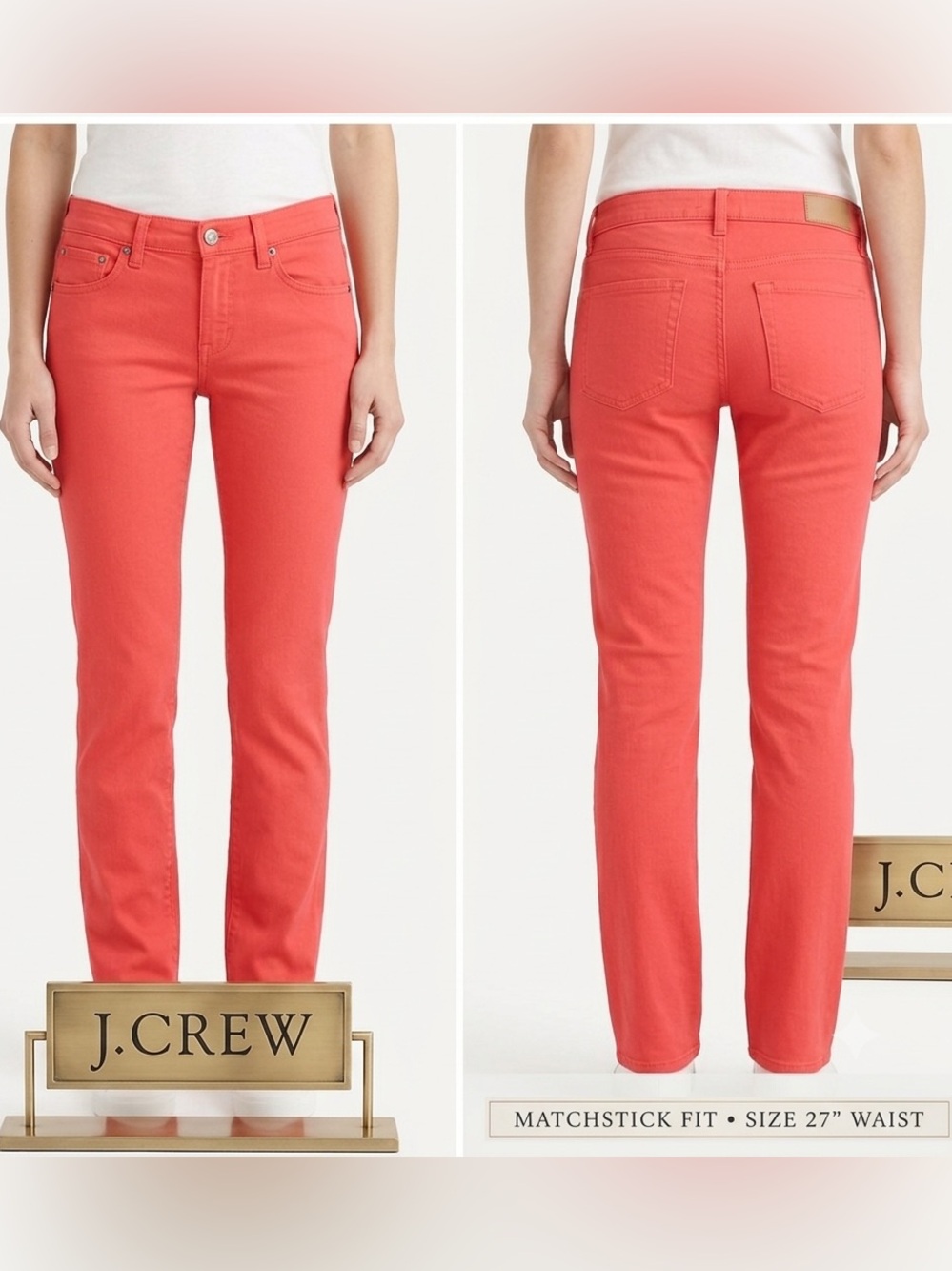 J.Crew Coral Pink Matchstick Jeans 27